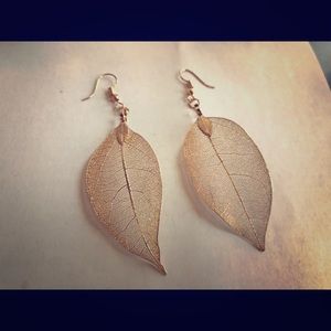 Bohemian 24K gold Long Leaf Earrings